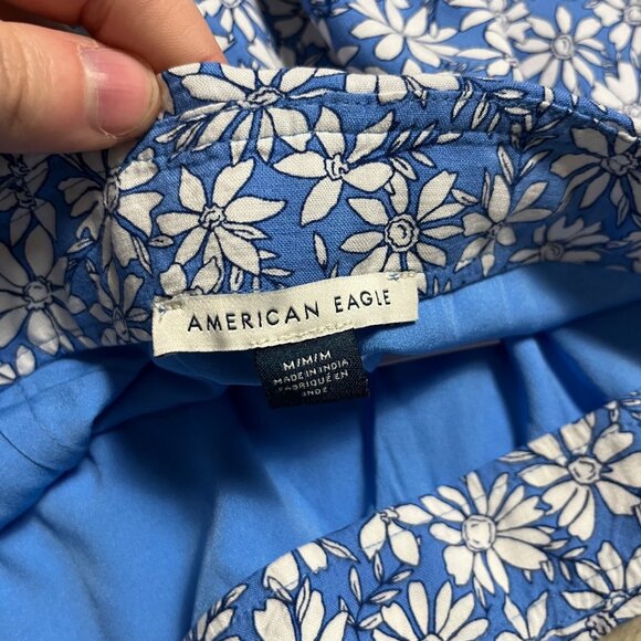 American Eagle Mini Flare Layered Mid Rise Skirt Blue Floral NWT Women’s Size M - Picture 5 of 8